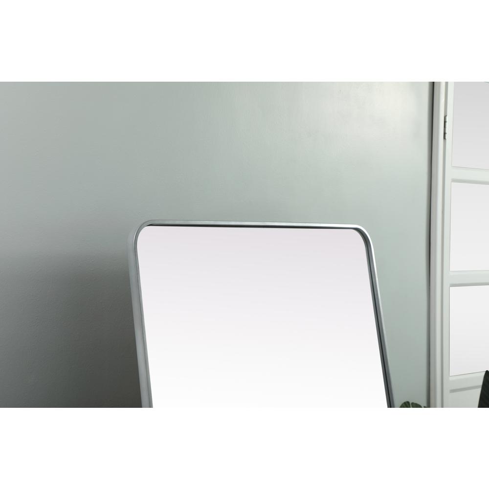 Soft Corner Metal Rectangle Full Length Mirror 32x72 Inch in Silver