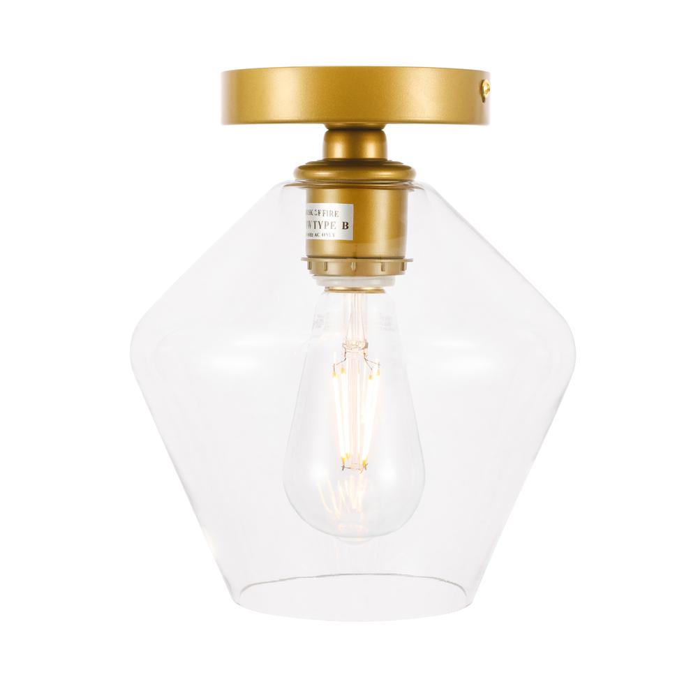 Gene 1 light Brass and Clear glass Flush mount