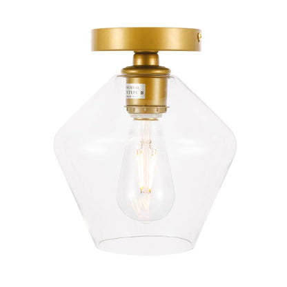 Gene 1 light Brass and Clear glass Flush mount