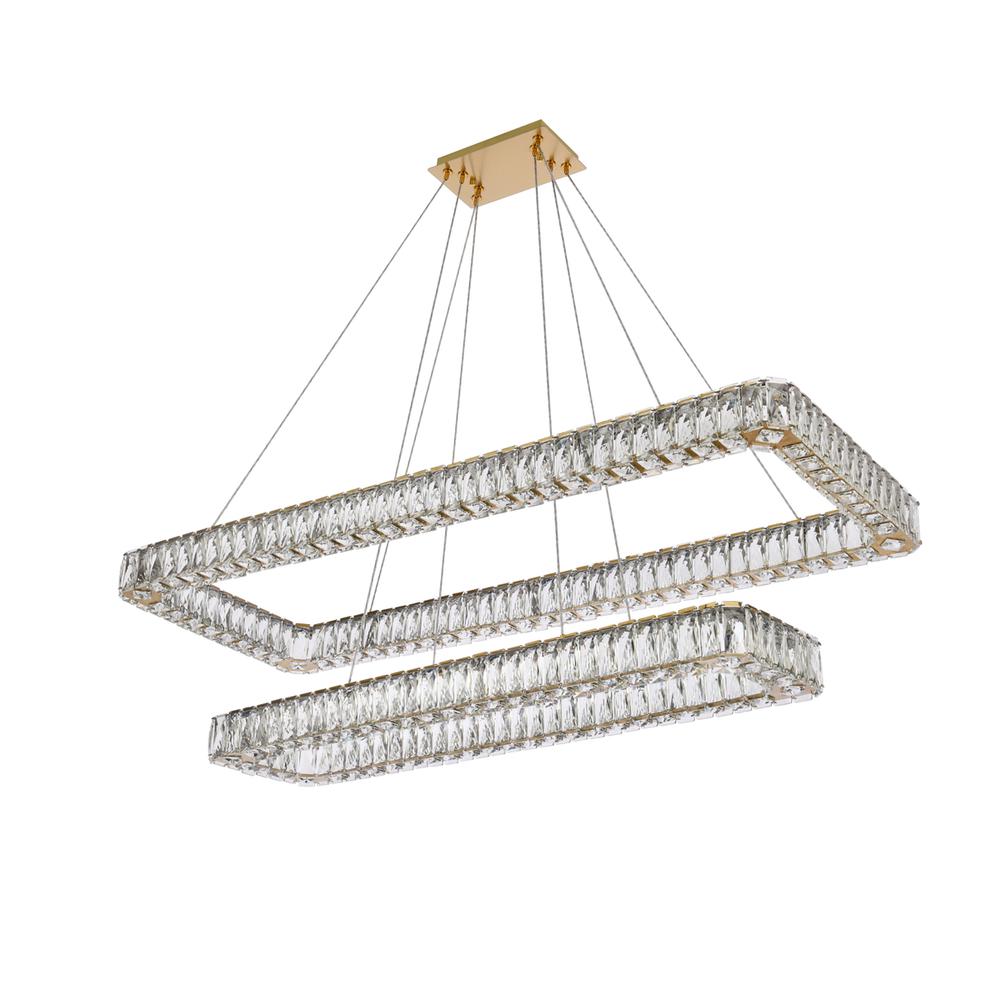 Monroe 50 inch LED double rectangle pendant in gold