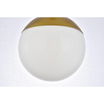 Eclipse 1 Light Brass Pendant With Frosted White Glass