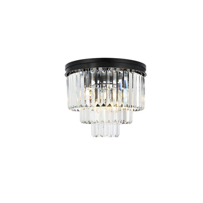 Sydney 9 light Matte Black Flush Mount Clear Royal Cut Crystal