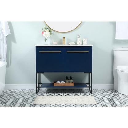 40 inch Single bathroom vanity in blue