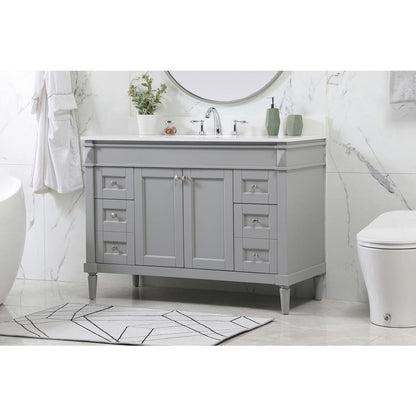 48 inch Single bathroom vanity in grey with backsplash