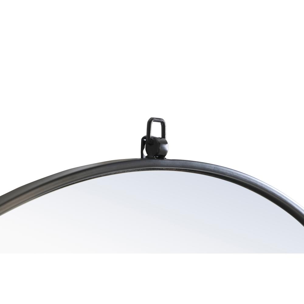 Metal frame Round Mirror with decorative hook 32 inch Black finish