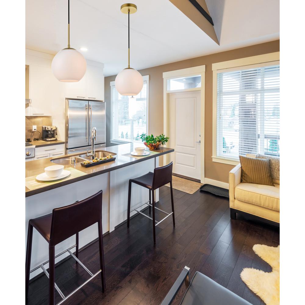 Baxter 1 Light Brass Pendant With Frosted White Glass