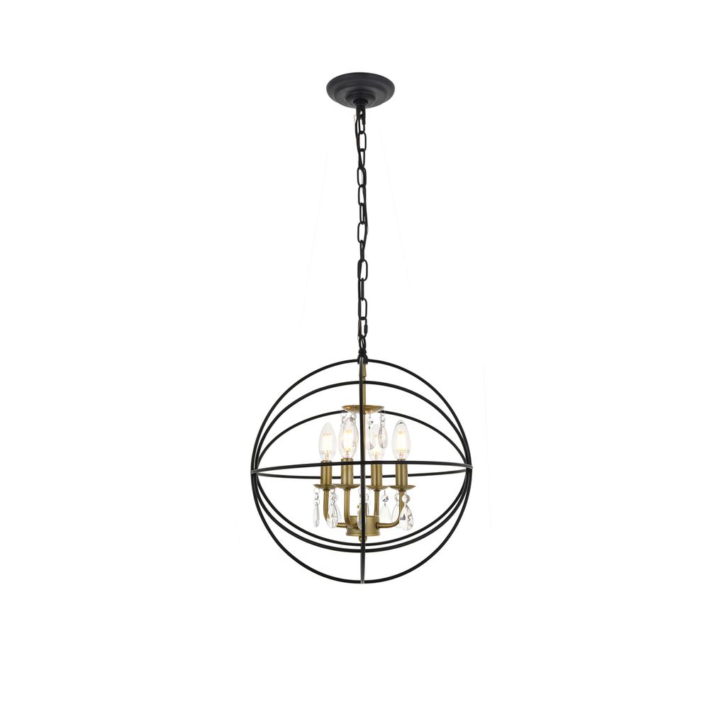 Wallace 4 light Matte Black and Brass Pendant