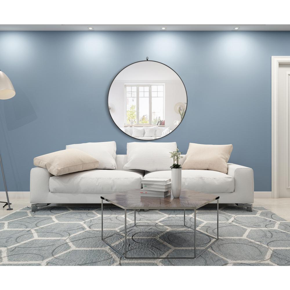 Metal frame Round Mirror with decorative hook 48 inch Black finish