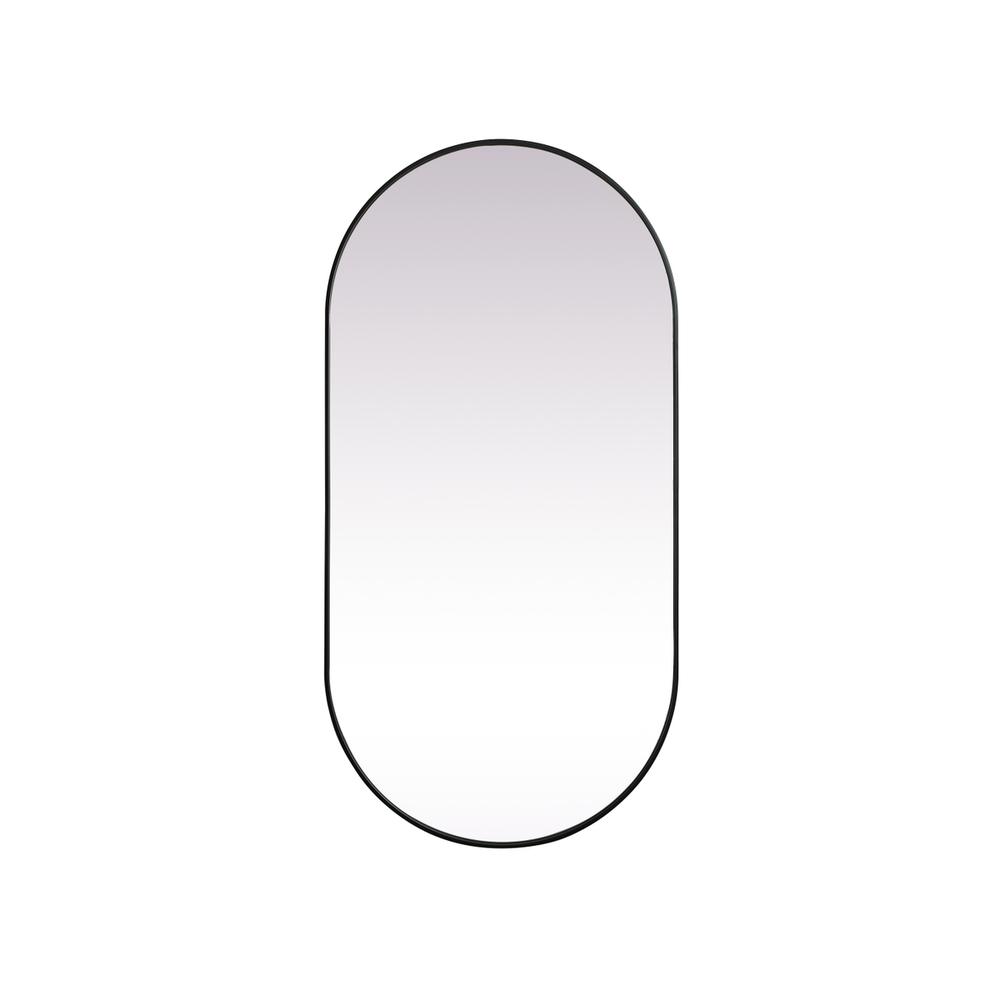Metal Frame Oval Mirror 36x72 Inch in Black