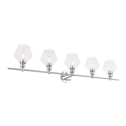 Gene 5 light Chrome and Clear  glass Wall sconce