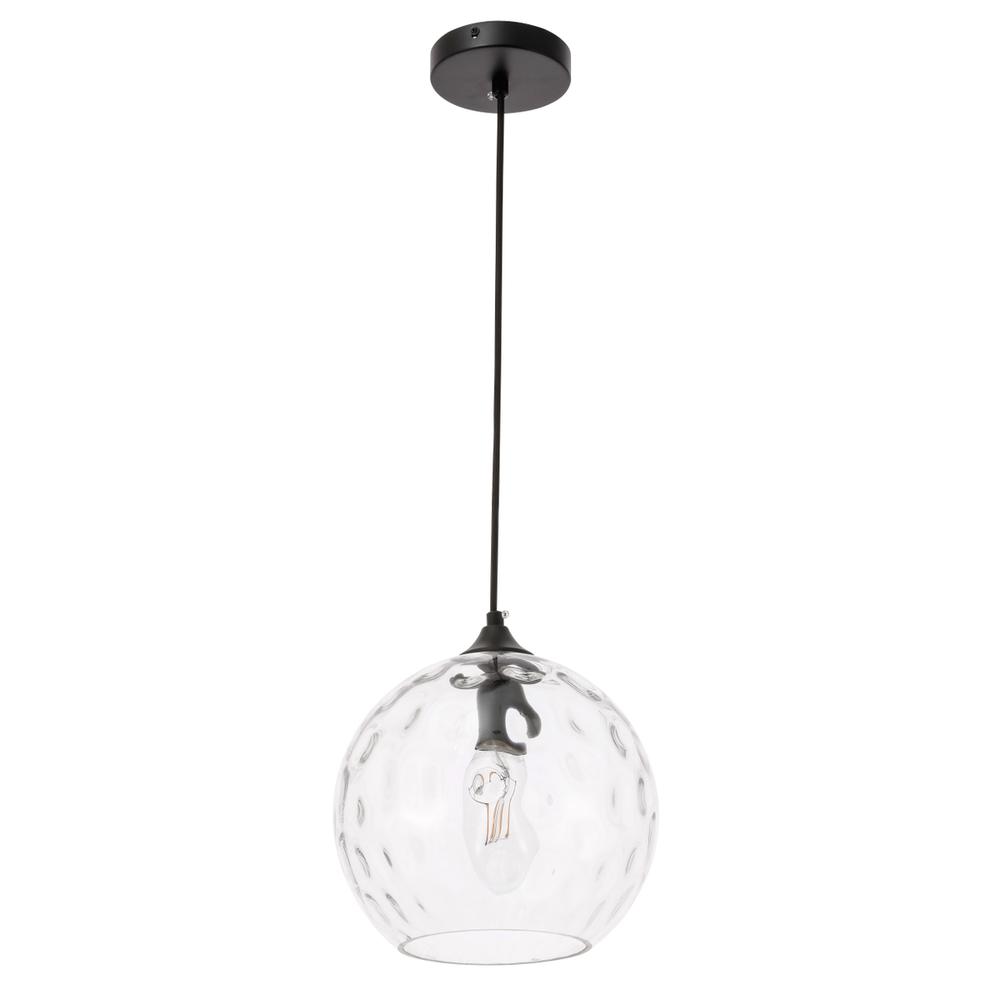 Cashel 1 light Black and Clear glass pendant