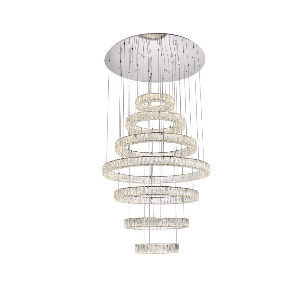 Monroe 40 inch LED seven ring chandelier in chrome