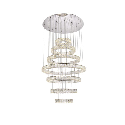 Monroe 40 inch LED seven ring chandelier in chrome