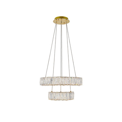 Monroe Integrated LED chip light gold Pendant Clear Royal Cut Crystal