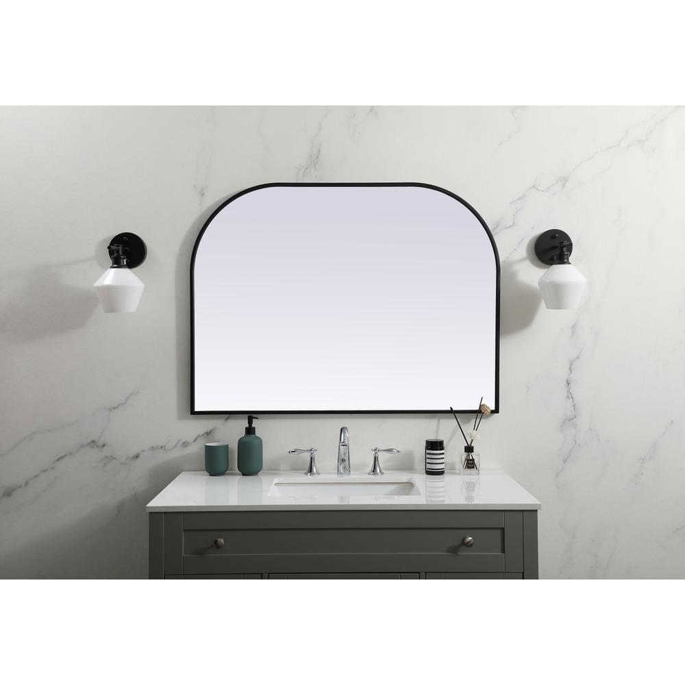 Metal Frame Arch Mirror 40x30 Inch in Black