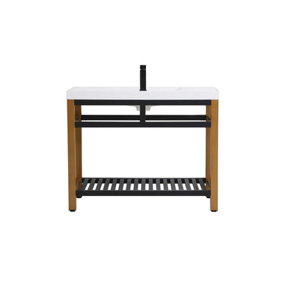 42 inch Single Bathroom Metal Vanity in Golden Black
