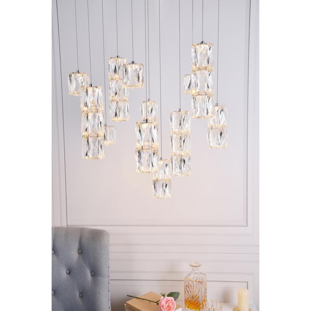 Polaris LED light Chrome Pendant Clear Crystal