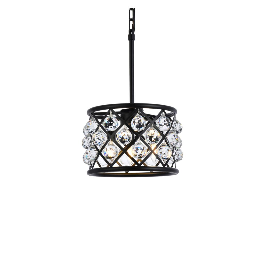 Madison 3 light Matte Black Pendant Clear Royal Cut Crystal