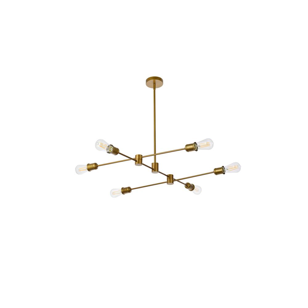 Xavier 6 lights pendant in brass