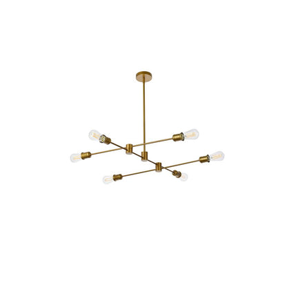 Xavier 6 lights pendant in brass