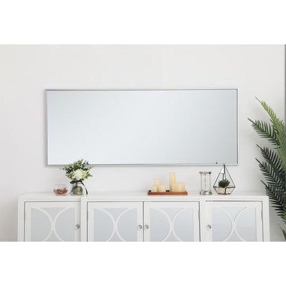 Metal frame rectangle mirror 24 inch in silver
