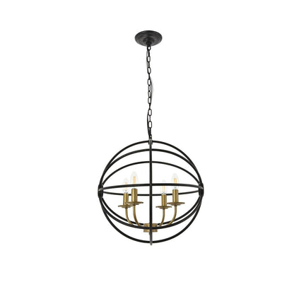 Octavia 4 light Brass and Dark Brown Pendant