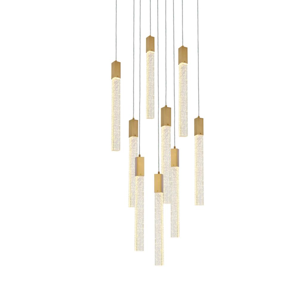 Weston 9 lights pendant in satin gold