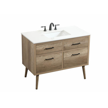 42 inch Single bathroom vanity in natural oak