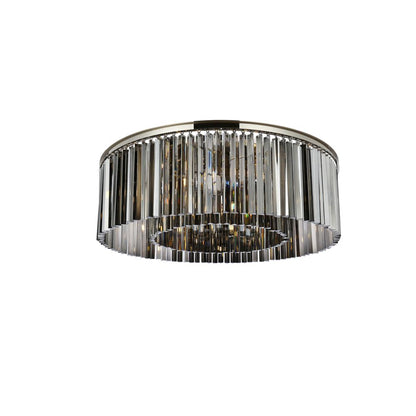 Sydney 10 light polished nickel Flush Mount Silver Shade