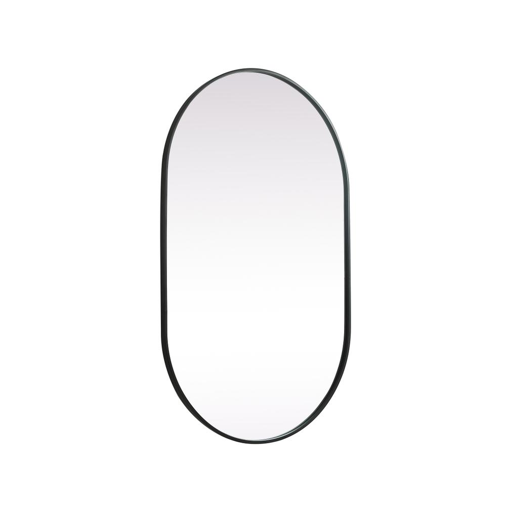 Metal Frame Oval Mirror 30x48 Inch in Black