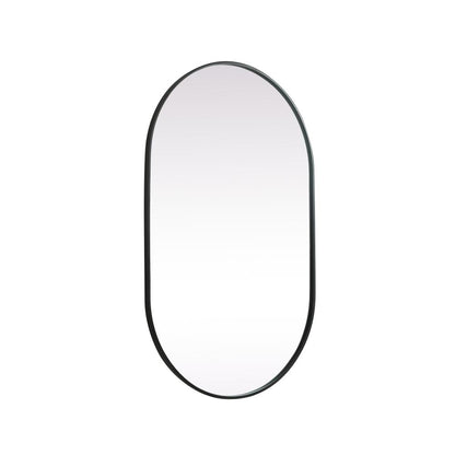 Metal Frame Oval Mirror 30x48 Inch in Black
