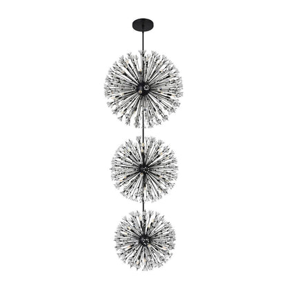 Vera 44 inch three tiers crystal starburst chandelier in black