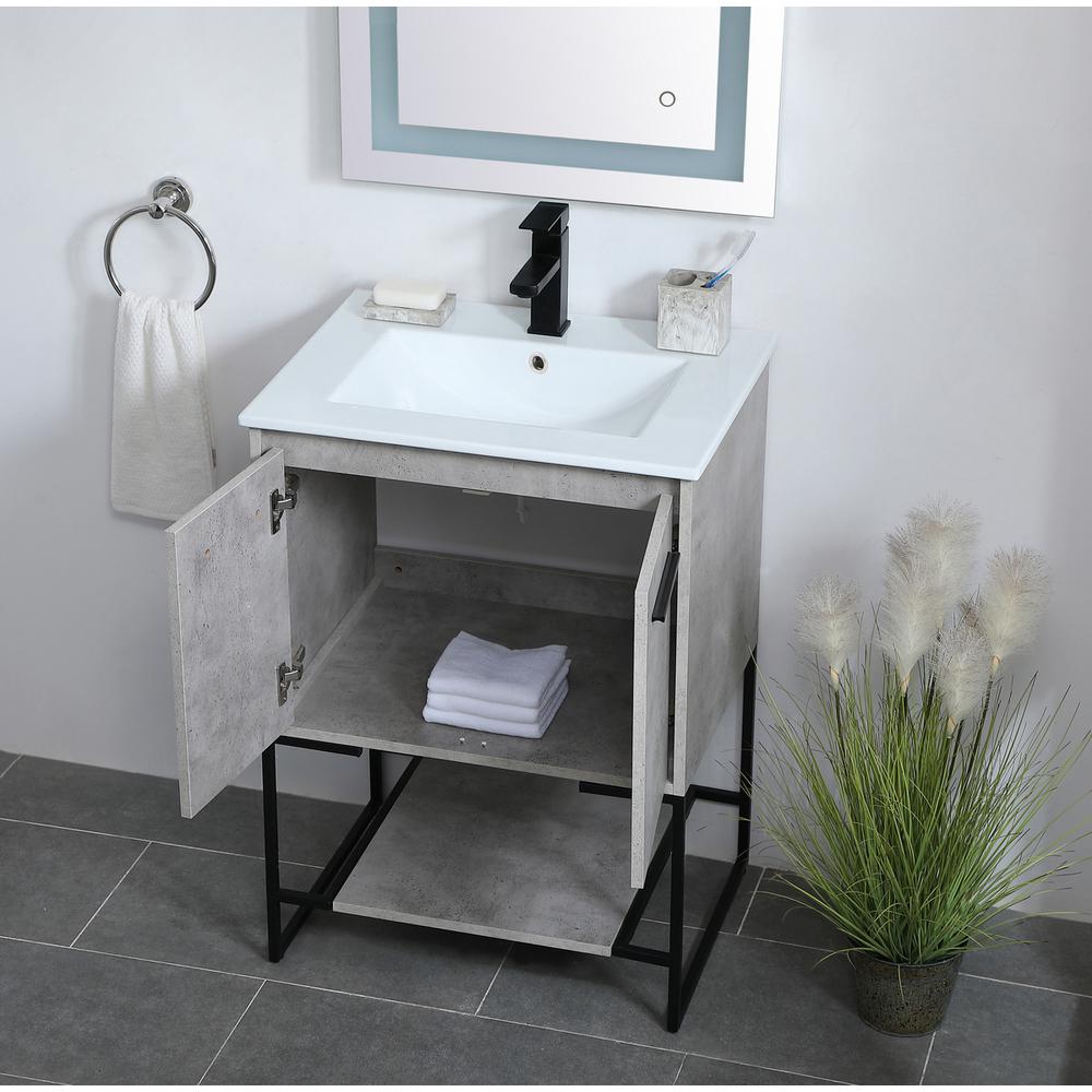 24 inch  Single Bathroom Vanity in Concrete Grey