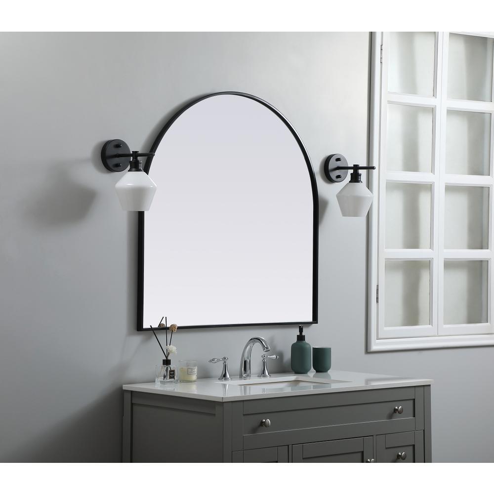 Metal Frame Arch Mirror 36x36 Inch in Black