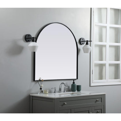 Metal Frame Arch Mirror 36x36 Inch in Black