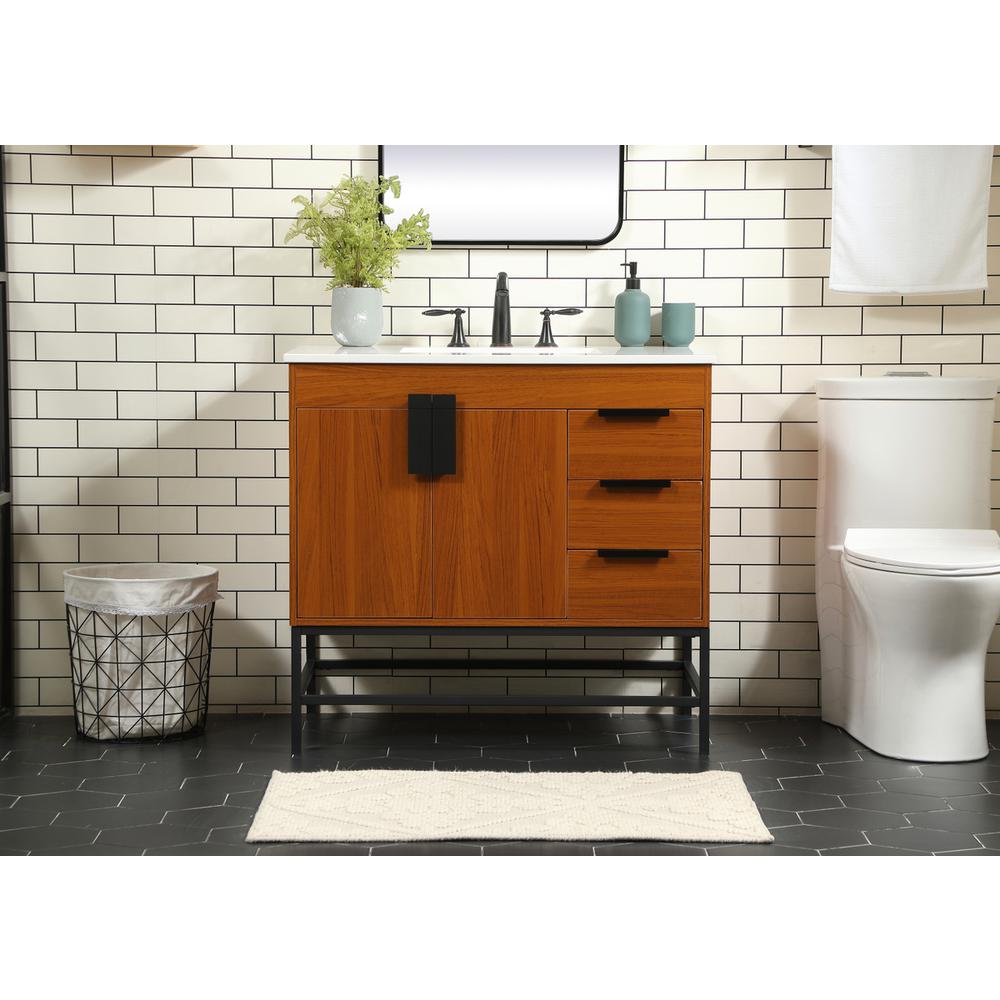 36 inch Single bathroom vanity in teak