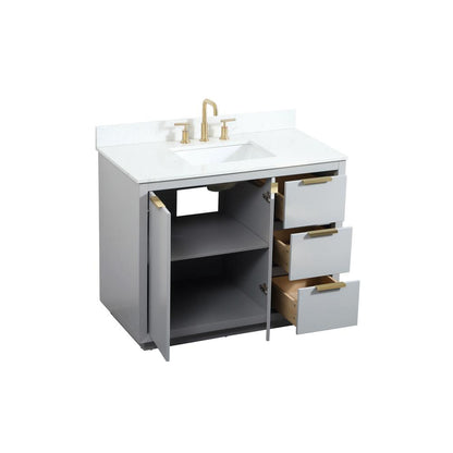 42 inch Single bathroom vanity in grey with backsplash