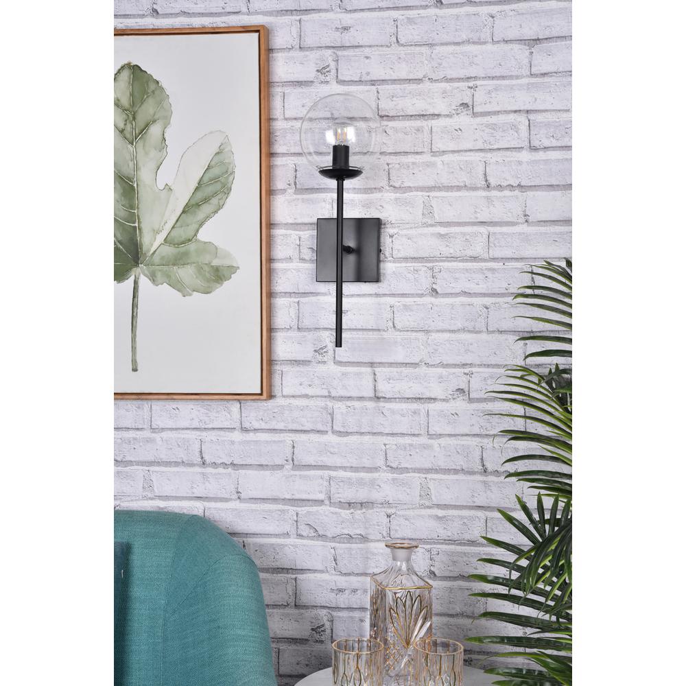 Neri 1 light black and clear glass wall sconce