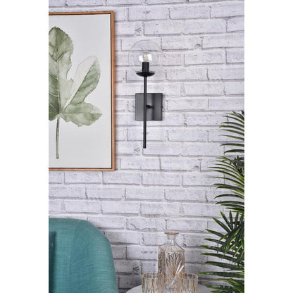 Neri 1 light black and clear glass wall sconce