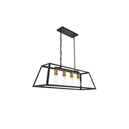 Resolute 4 light brass and black Pendant