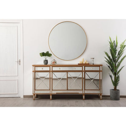 72 inch mirrored credenza in gold