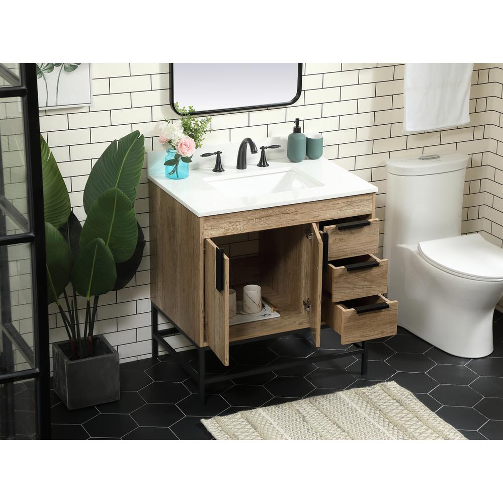 32 inch Single bathroom vanity in natural oak with backsplash