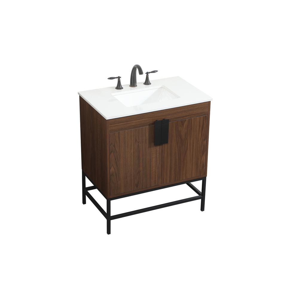30 inch Single bathroom vanity in walnut