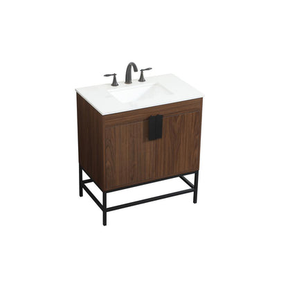 30 inch Single bathroom vanity in walnut