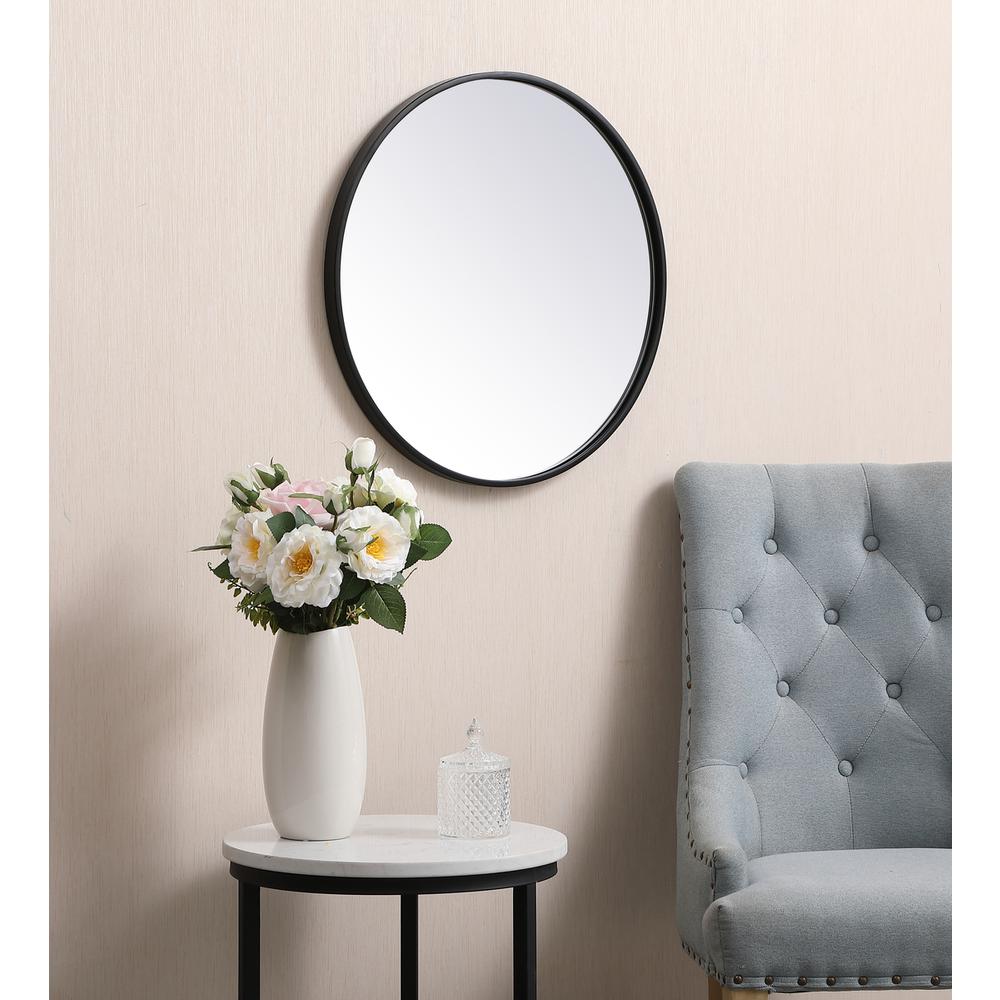 Metal frame round mirror 21 inch in Black