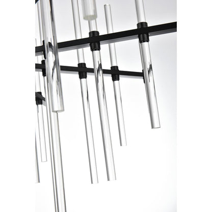 Sienna 31 inch crystal rod pendant in black
