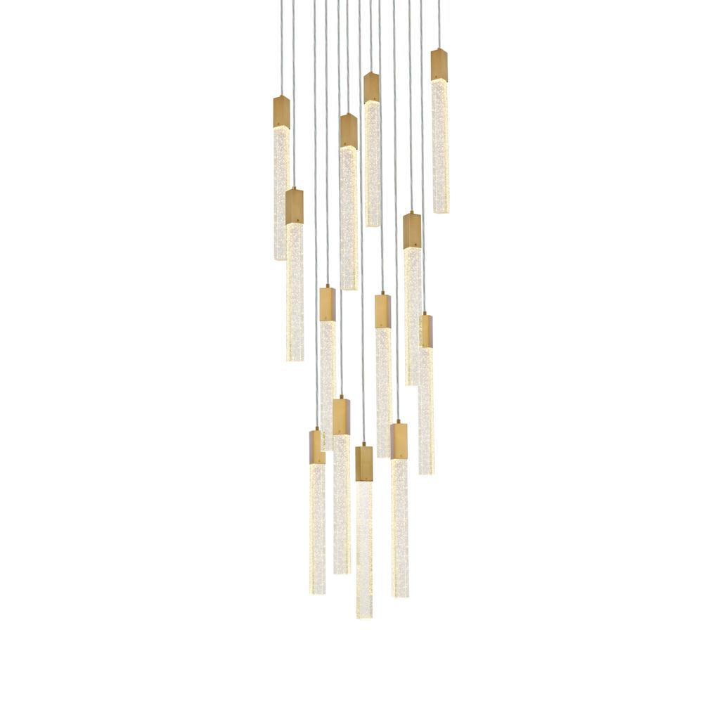 Weston 13 lights pendant in satin gold