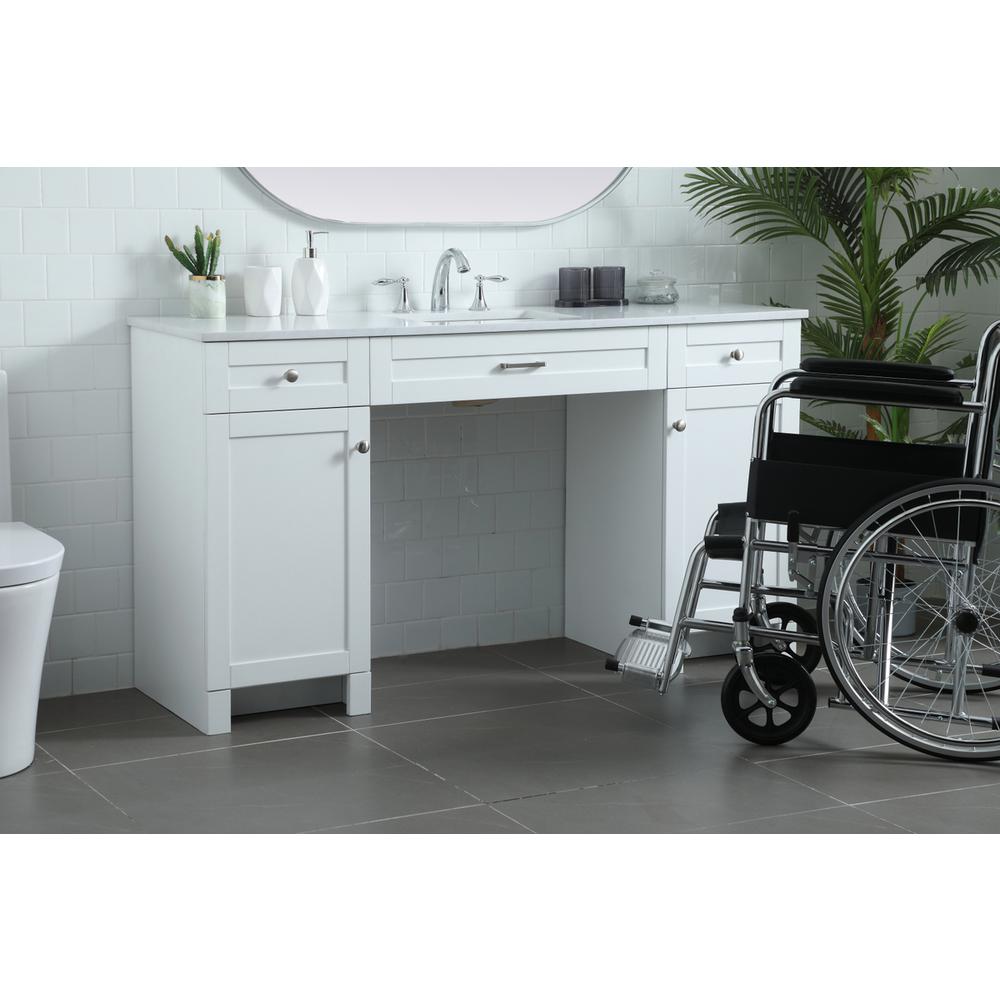 60 Inch ADA Compliant Bathroom Vanity In White