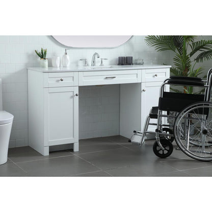 60 Inch ADA Compliant Bathroom Vanity In White