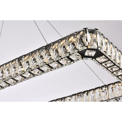 Monroe 42 inch LED double rectangle pendant in black
